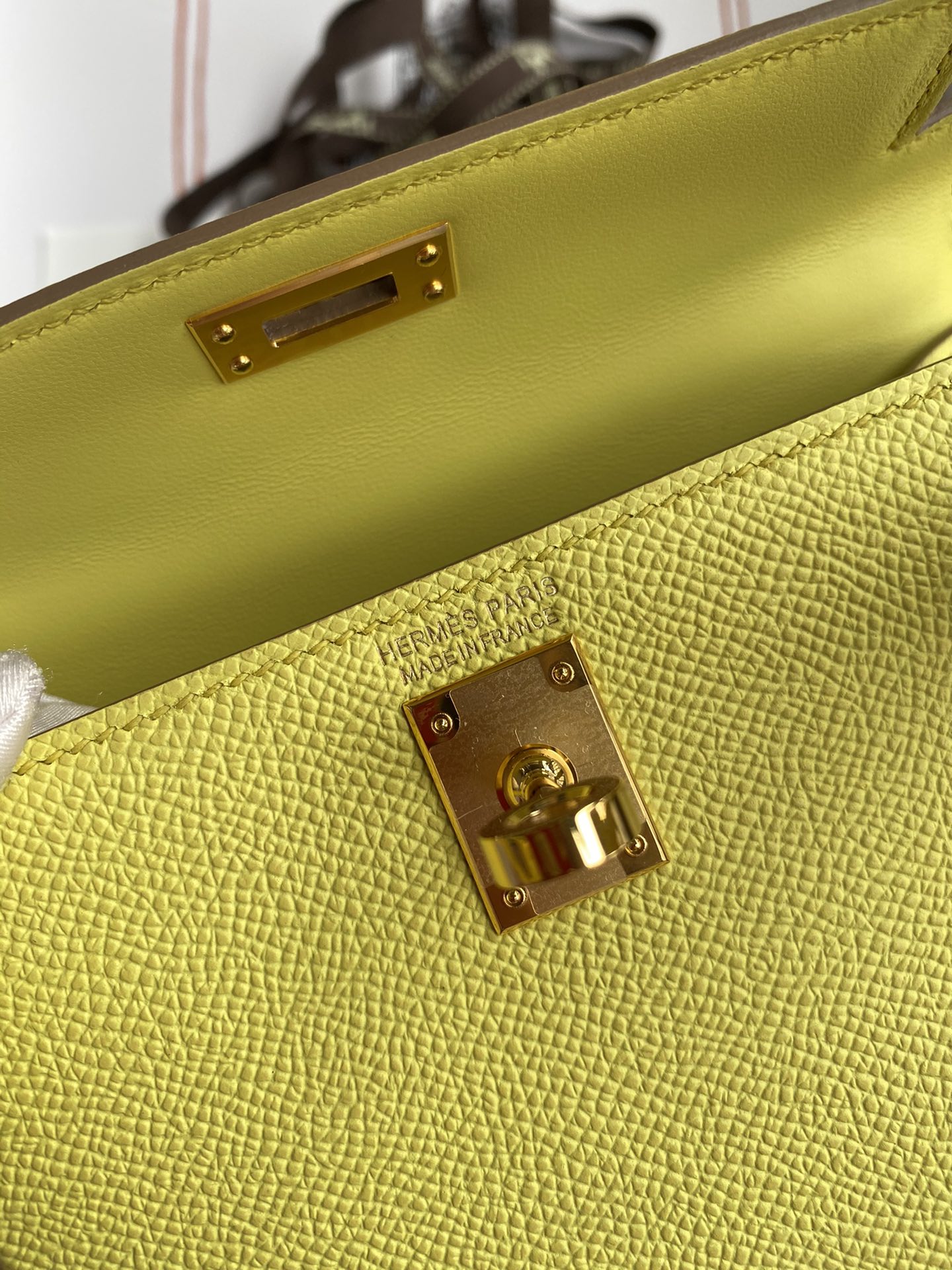 Hermes Kelly Mini II Bag 19CM In Jaune Poussin Epsom Leather